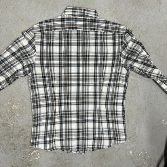 John Varvatos Long Sleeve Button Up Plaid Shirt Cotton Lightweight Medium - Picture 8 of 8